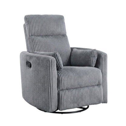 Corduroy Swivel Glider Recliner Chair for Living Room or Nursery, Gray