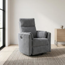 Corduroy Swivel Glider Recliner Chair for Living Room or Nursery, Gray