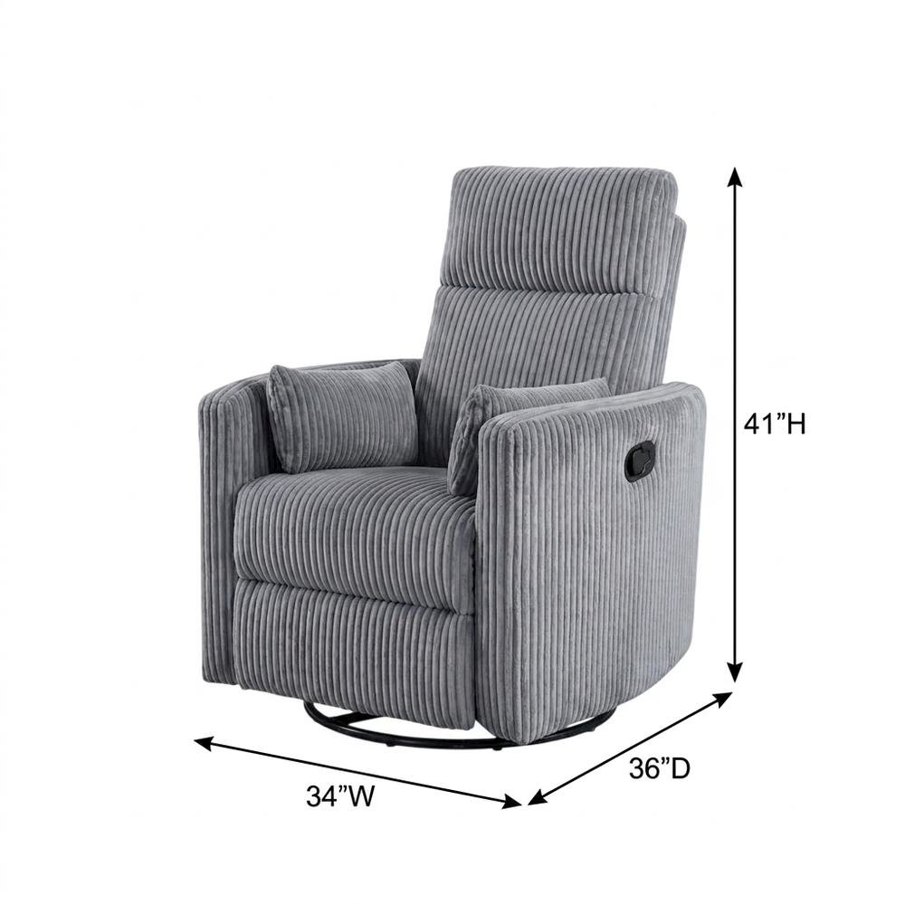 Corduroy Swivel Glider Recliner Chair for Living Room or Nursery, Gray