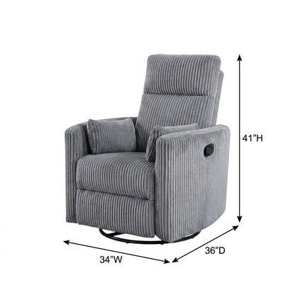 Corduroy Swivel Glider Recliner Chair for Living Room or Nursery, Gray