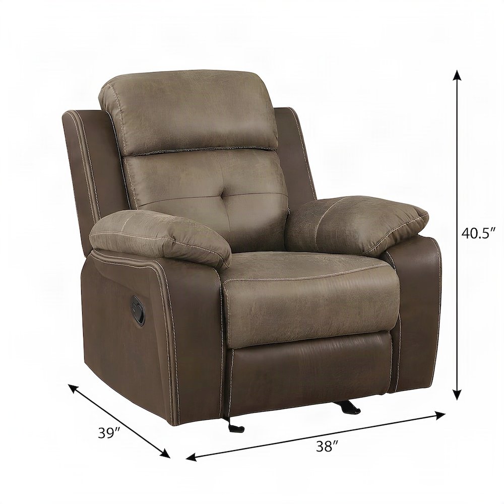 Glendale Microfiber Glider Recliner Chair with Smooth Rocking Motion, Brown