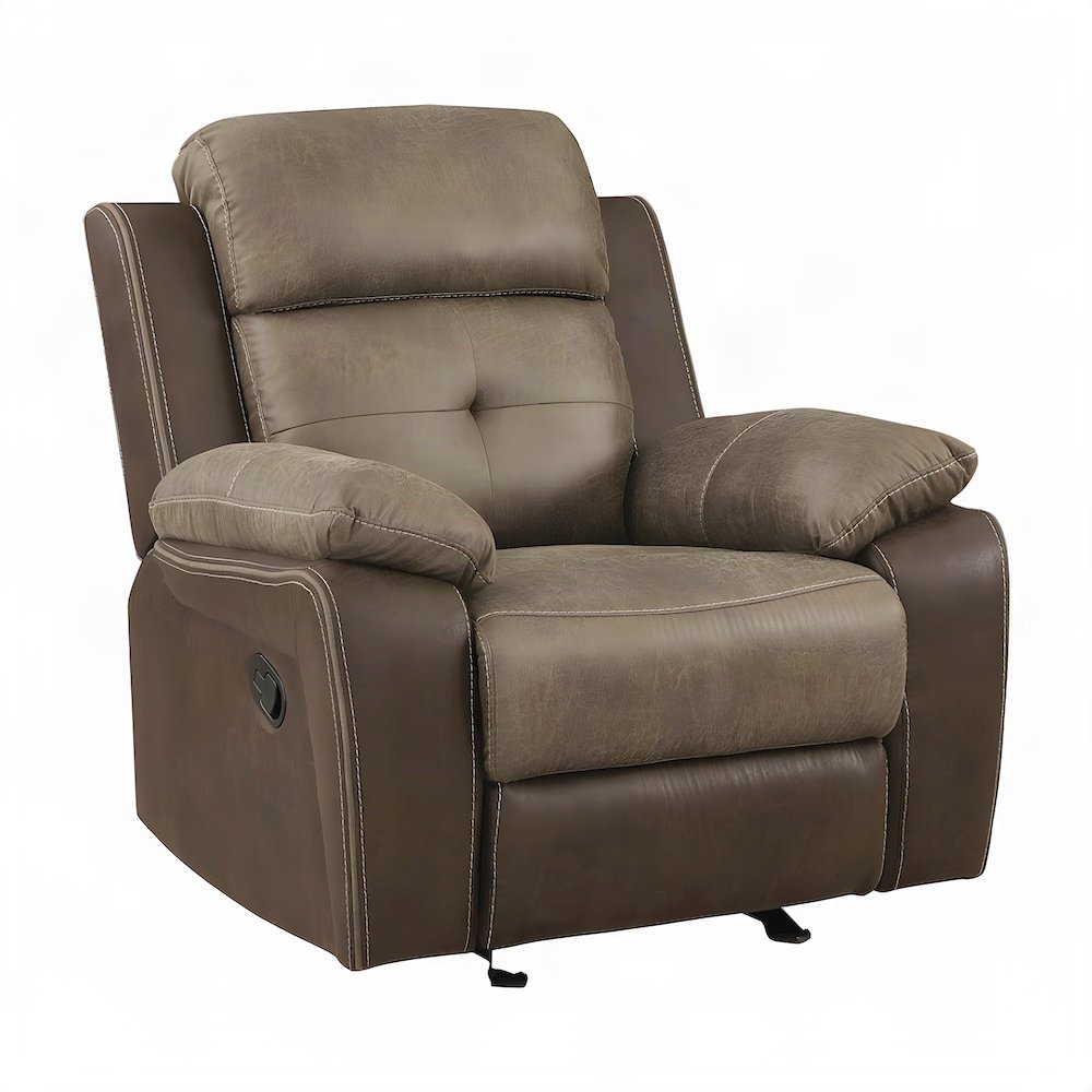 Glendale Microfiber Glider Recliner Chair with Smooth Rocking Motion, Brown
