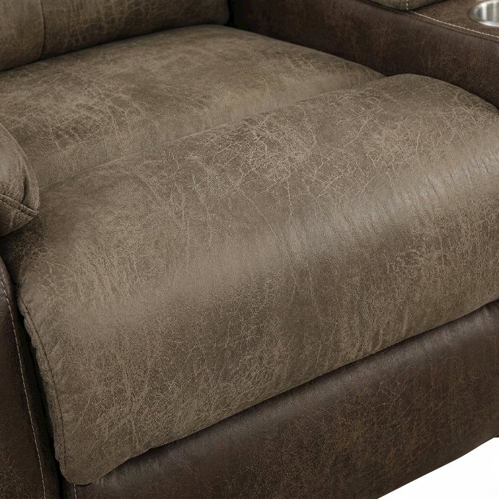Glendale Microfiber Double Glider Reclining Loveseat and Recliner Couch, Brown