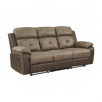 Glendale Microfiber Double Reclining Sofa with Dual Recliners, Brown