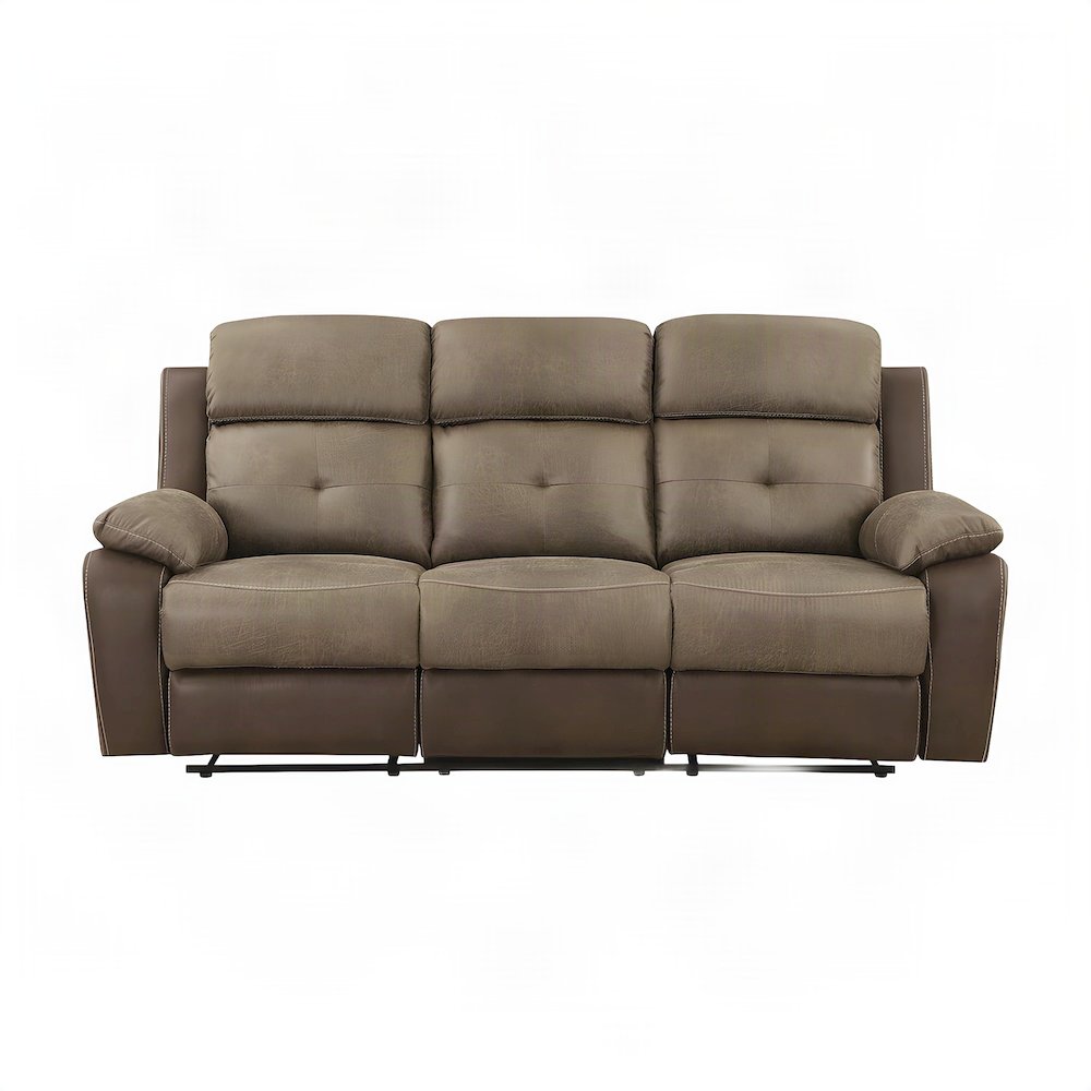 Glendale Microfiber Double Reclining Sofa with Dual Recliners, Brown