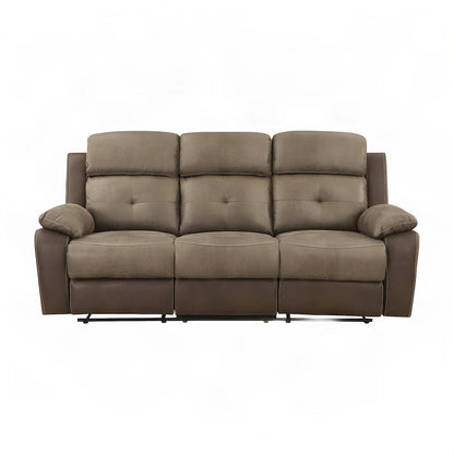 Glendale Microfiber Double Reclining Sofa with Dual Recliners, Brown