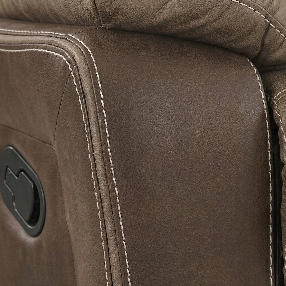 Glendale Microfiber Double Reclining Sofa with Dual Recliners, Brown