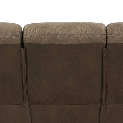 Glendale Microfiber Double Reclining Sofa with Dual Recliners, Brown