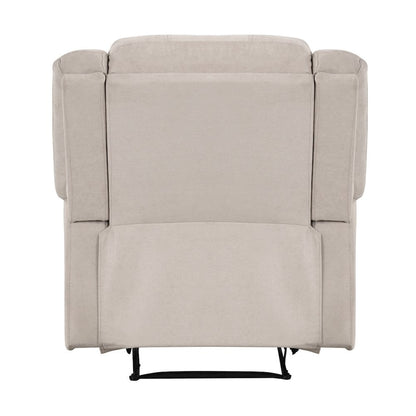 Beige Manual Recliner, Plush Reclining Chair for Living Room Comfort