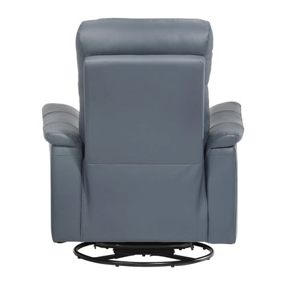 Blue Gray Leather Swivel Glider Recliner, Elegant Leather Recliner Chair