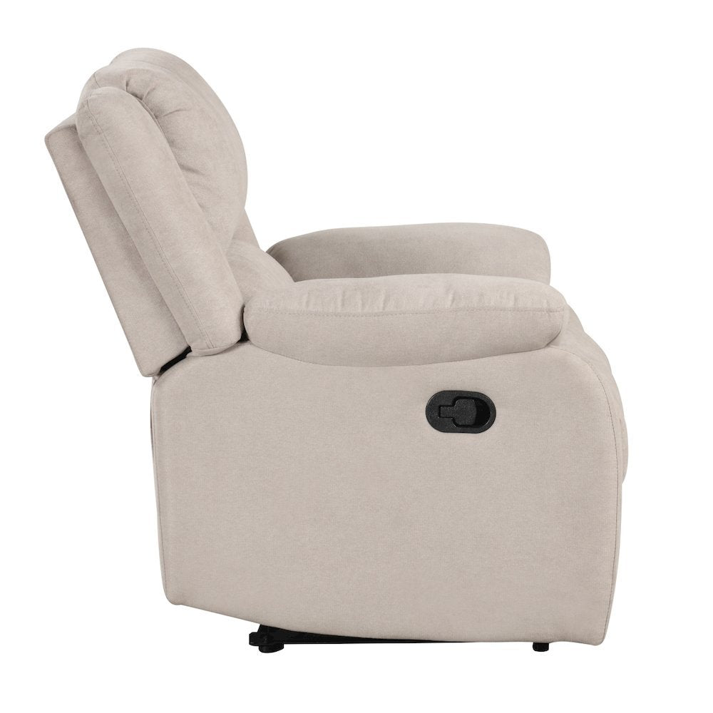Beige Manual Recliner, Plush Reclining Chair for Living Room Comfort
