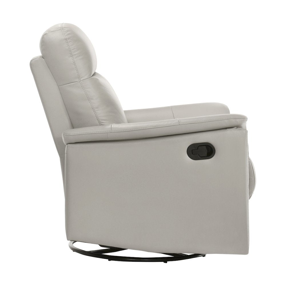 Silver Leather Swivel Glider Recliner, Elegant Leather Recliner Chair
