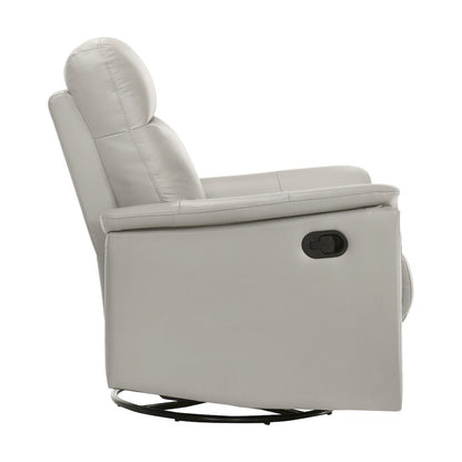 Silver Leather Swivel Glider Recliner, Elegant Leather Recliner Chair
