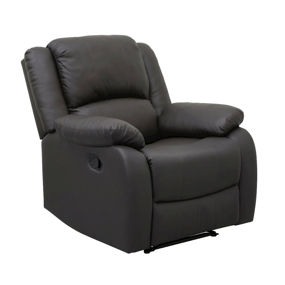 Dark Brown Manual Recliner, Plush Reclining Chair for Living Room Comfort