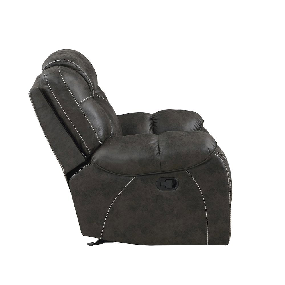 Chocolate Microfiber Manual Glider Recliner Chair with Plush Cushions