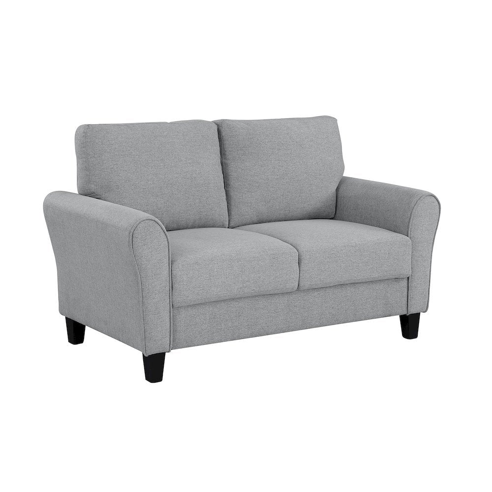 Dark Gray Upholstered Love Seat, Small Loveseat Sofa for Compact Spaces