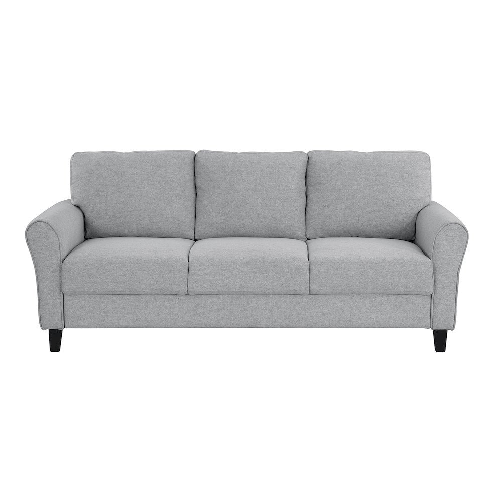 Dark Gray Upholstered 3 Seater Couch, Elegant Small Sofa Couch for Living Rooms