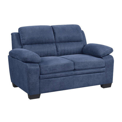 Blue Small Love Seat Couch with Textured Fabric for Living Room