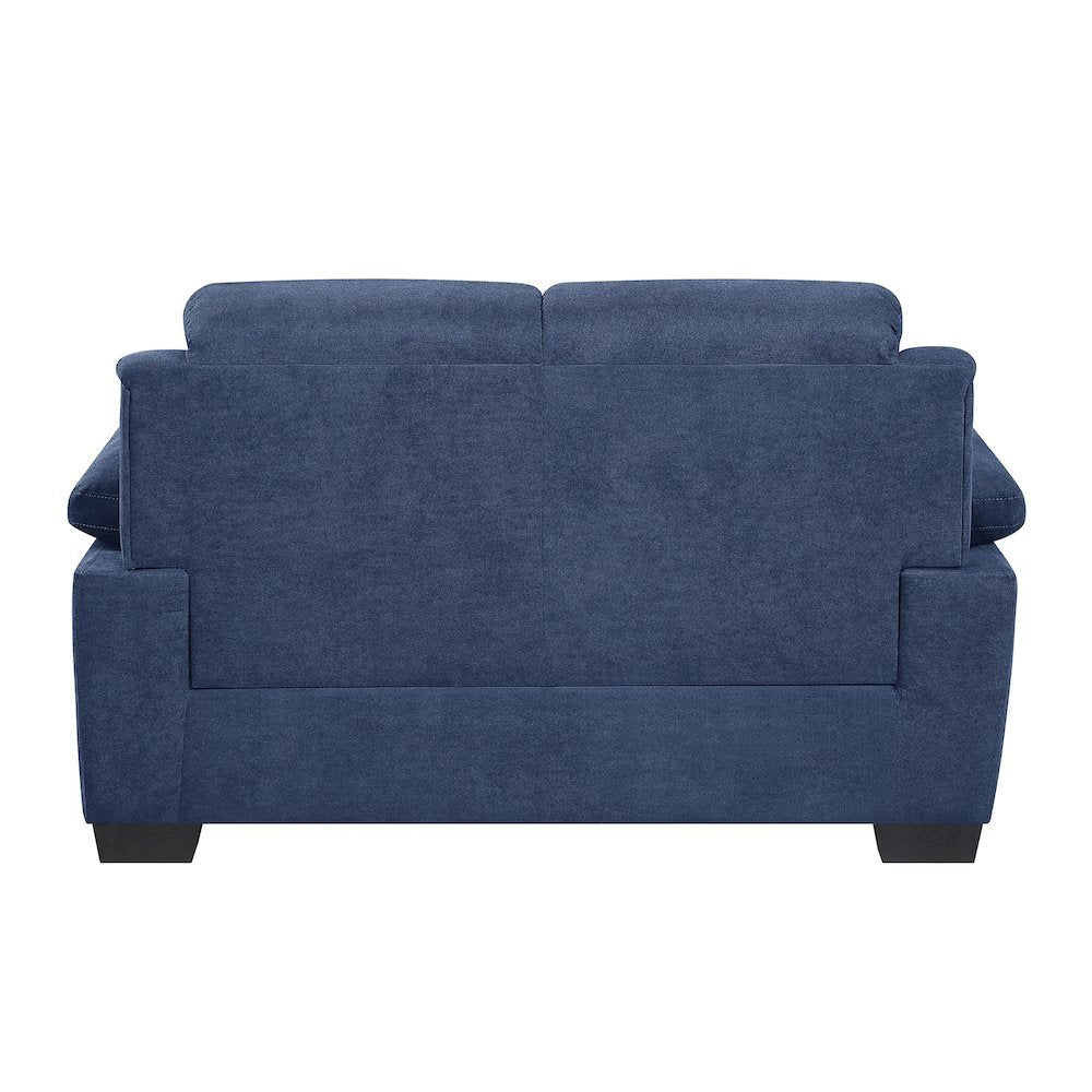 Blue Small Love Seat Couch with Textured Fabric for Living Room