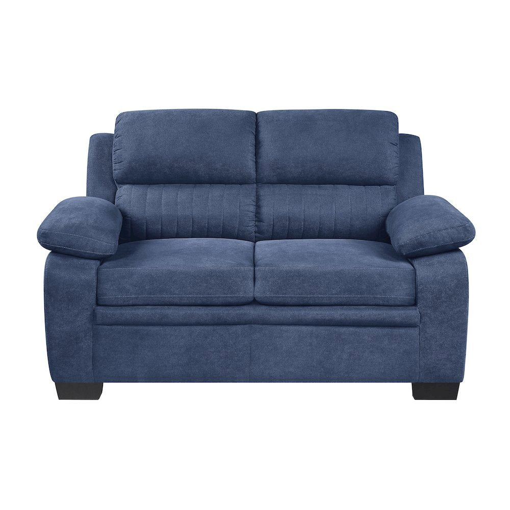 Blue Small Love Seat Couch with Textured Fabric for Living Room