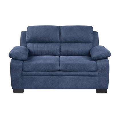 Blue Small Love Seat Couch with Textured Fabric for Living Room