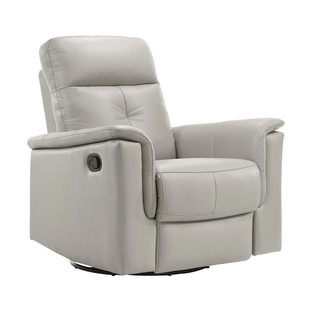 Silver Leather Swivel Glider Recliner, Elegant Leather Recliner Chair