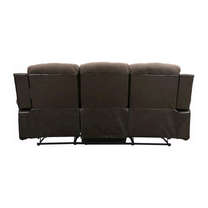 Brown Reclining Sofa, Overstuffed 3 Seater Couch with Plush Comfort