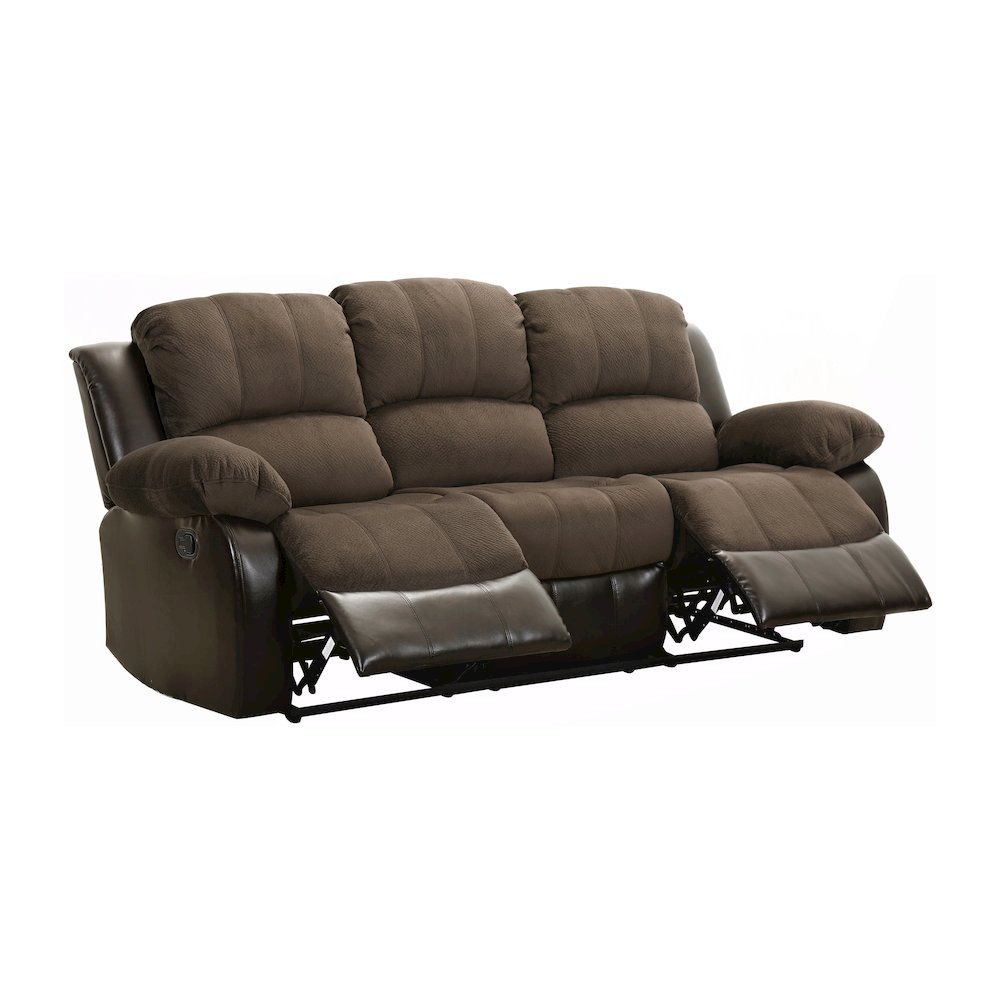 Brown Reclining Sofa, Overstuffed 3 Seater Couch with Plush Comfort