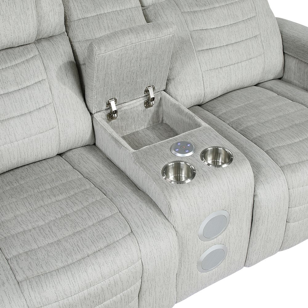 Ronan Microfiber 2pc Set: Sofa, Love in Light Gray