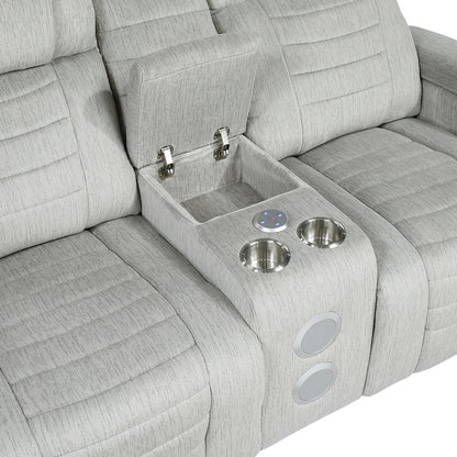 Ronan Microfiber 2pc Set: Sofa, Love in Light Gray