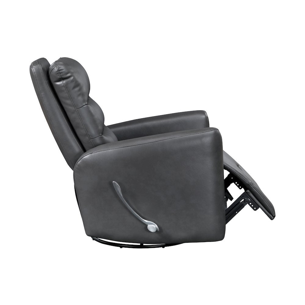 Dimitri Faux Leather Swivel Glider Reclining Chair in Gray