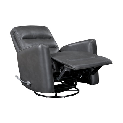 Dimitri Faux Leather Swivel Glider Reclining Chair in Gray