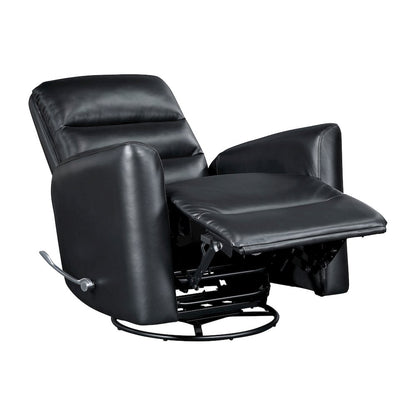 Dimitri Faux Leather Swivel Glider Reclining Chair in Black