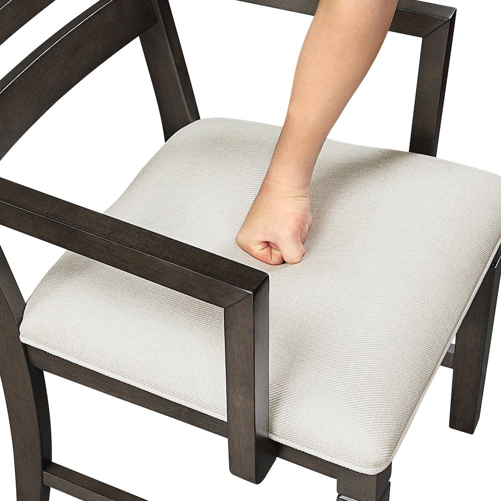 Victoria Asian Hardwood Dining Arm Chair, Set of 2 in Dark Espresso