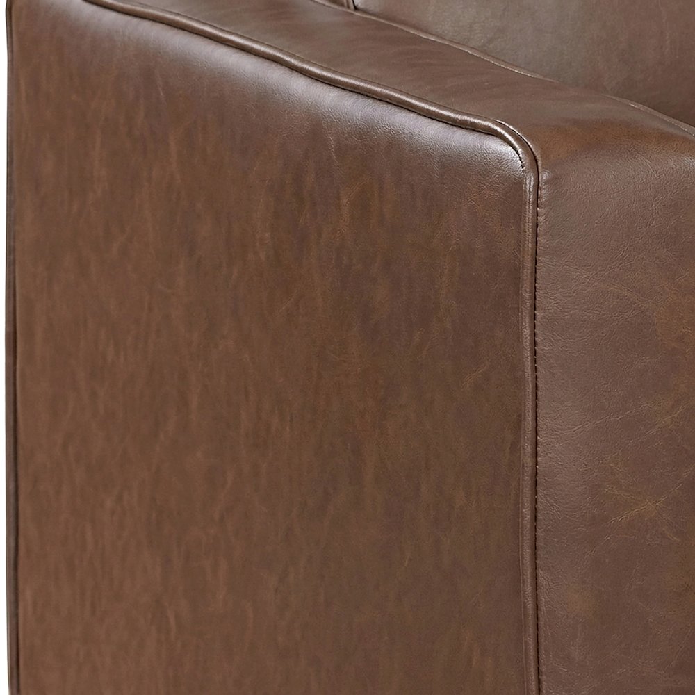 Cushioned Faux Leather Loveseat Sofa, Mini Couch for Small Spaces, Chocolate