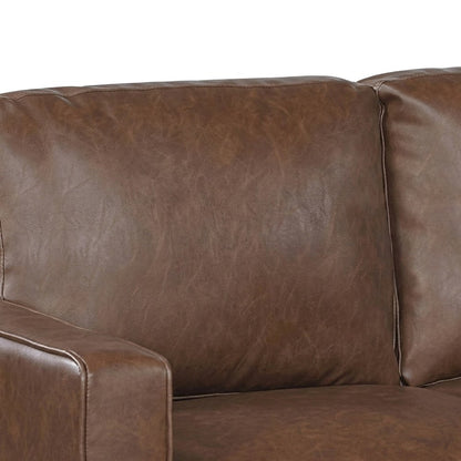 Cushioned Faux Leather Loveseat Sofa, Mini Couch for Small Spaces, Chocolate