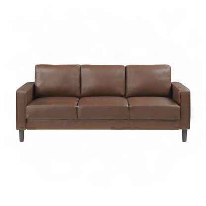 Faux Leather Upholstered Sofa with Cushioned Seat, Small Living Couch, Chocolate
