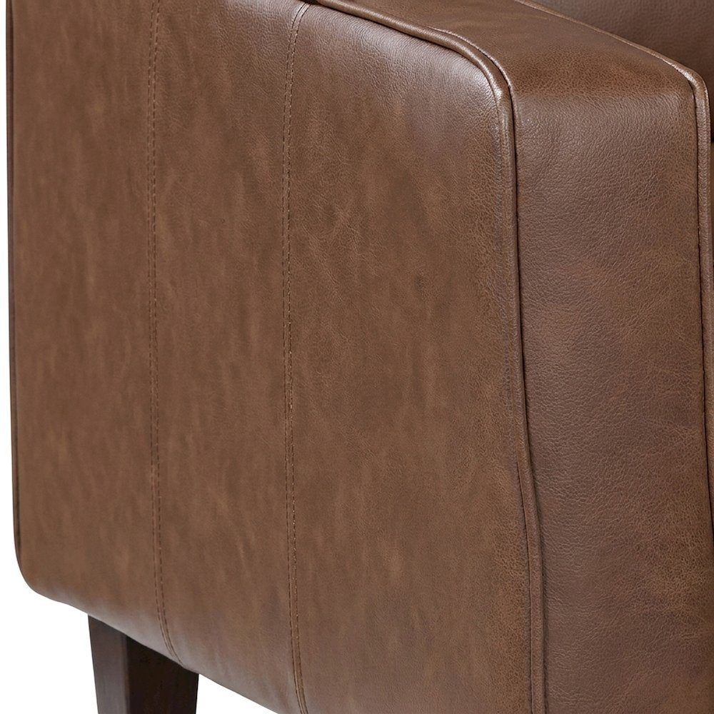 Faux Leather Upholstered Sofa with Cushioned Seat, Small Living Couch, Chocolate