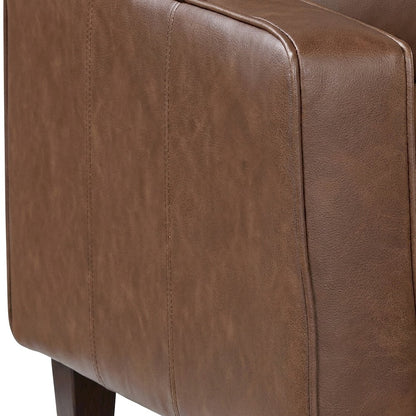 Faux Leather Upholstered Sofa with Cushioned Seat, Small Living Couch, Chocolate