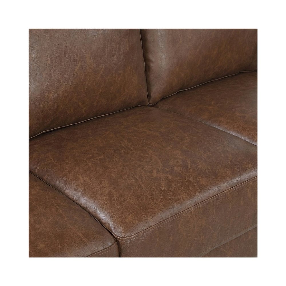 Faux Leather Upholstered Sofa with Cushioned Seat, Small Living Couch, Chocolate