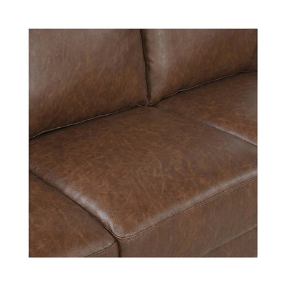 Faux Leather Upholstered Sofa with Cushioned Seat, Small Living Couch, Chocolate