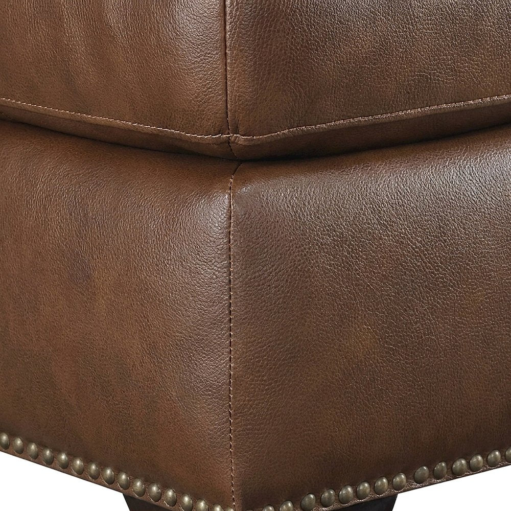 Attleboro Leather Ottoman Footstool with Padded Seat, Camel Brown