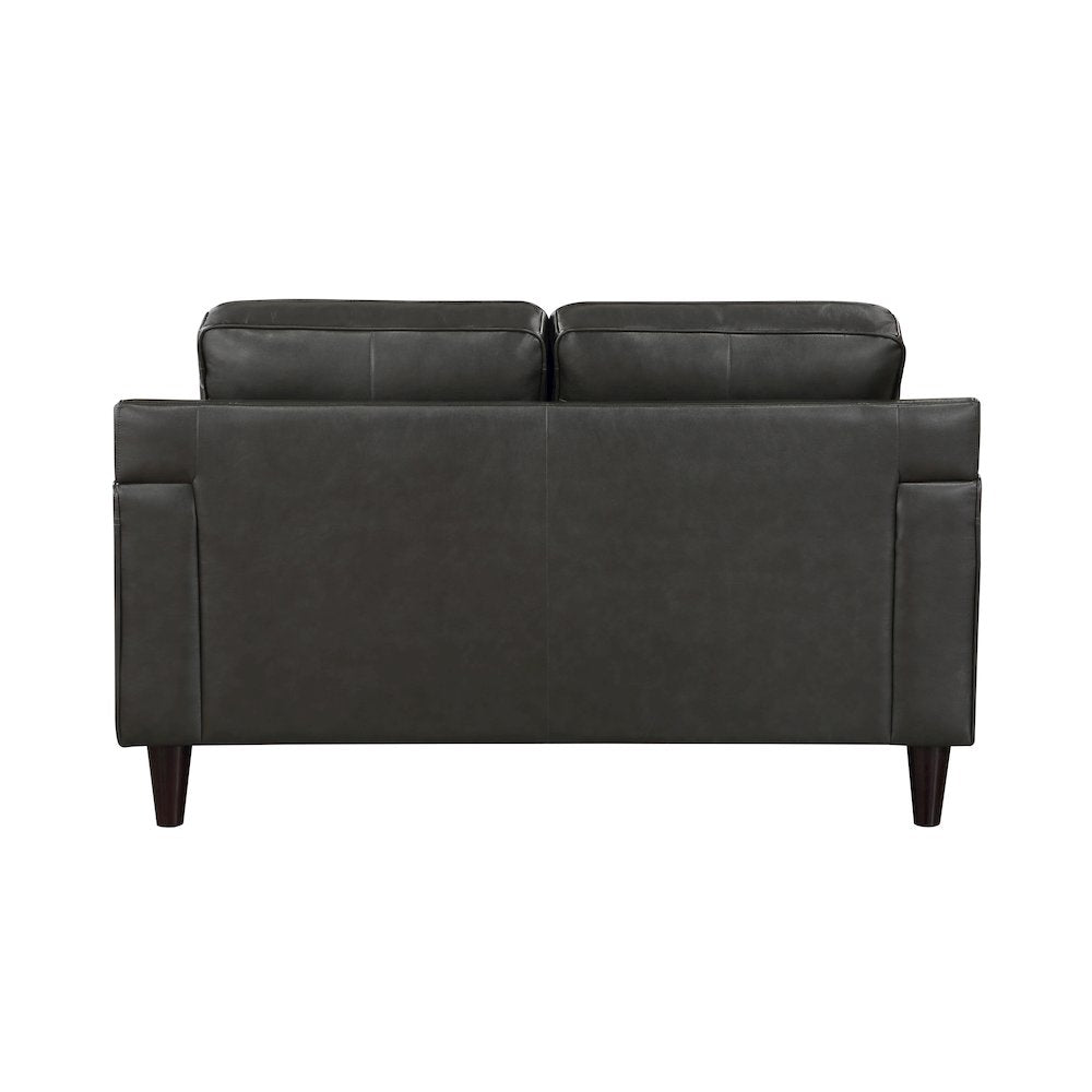 Aldrich Leather Love Seat In Gray