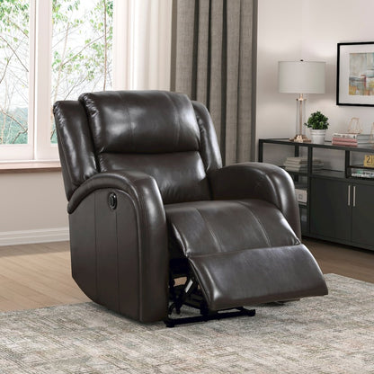 Lexicon Foxcroft Faux Leather Power Reclining Chair in Brown