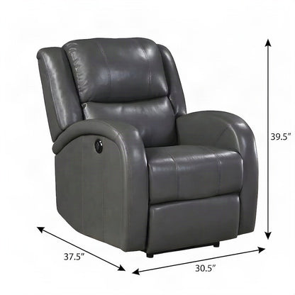 Faux Leather Power Recliner Chair for Adults, Electric Reclining, Gray