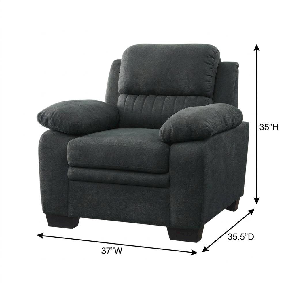Textured Fabric Upholstered Accent Armchair for Living Room, Dark Gray