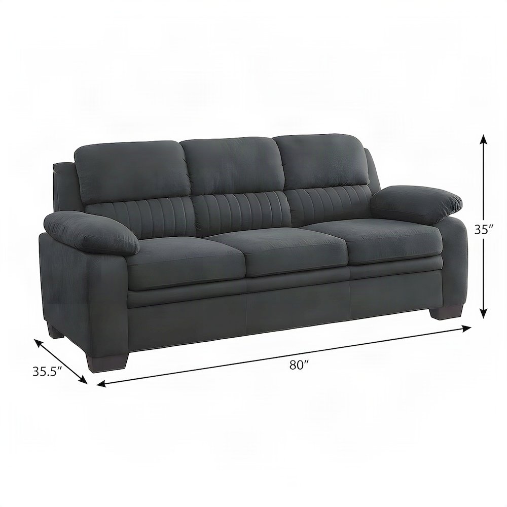 Holleman Textured Fabric Sofa with Track Arms and Tight Back, Dark Gray