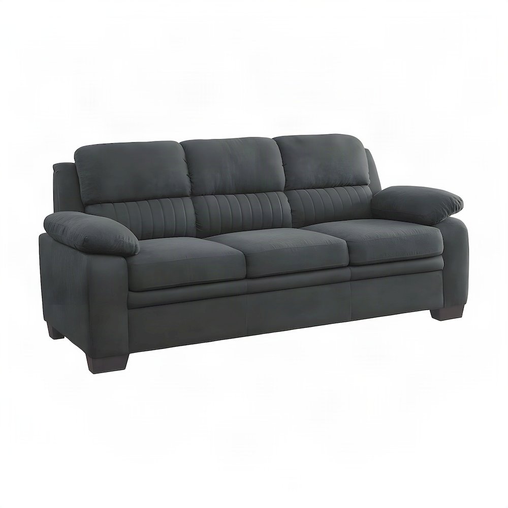 Holleman Textured Fabric Sofa with Track Arms and Tight Back, Dark Gray