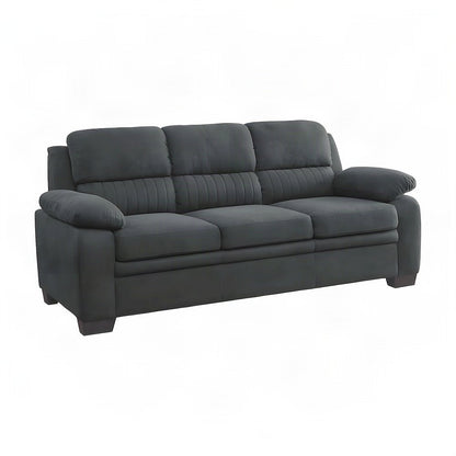 Holleman Textured Fabric Sofa with Track Arms and Tight Back, Dark Gray