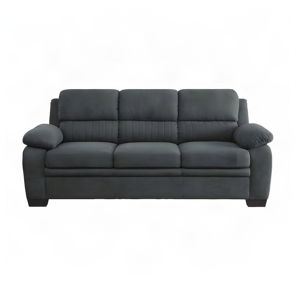 Holleman Textured Fabric Sofa with Track Arms and Tight Back, Dark Gray